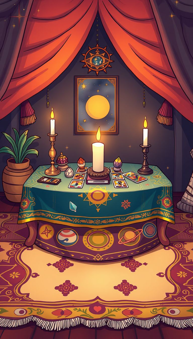 Mantel de tarot: colores y planetas para leer mejor